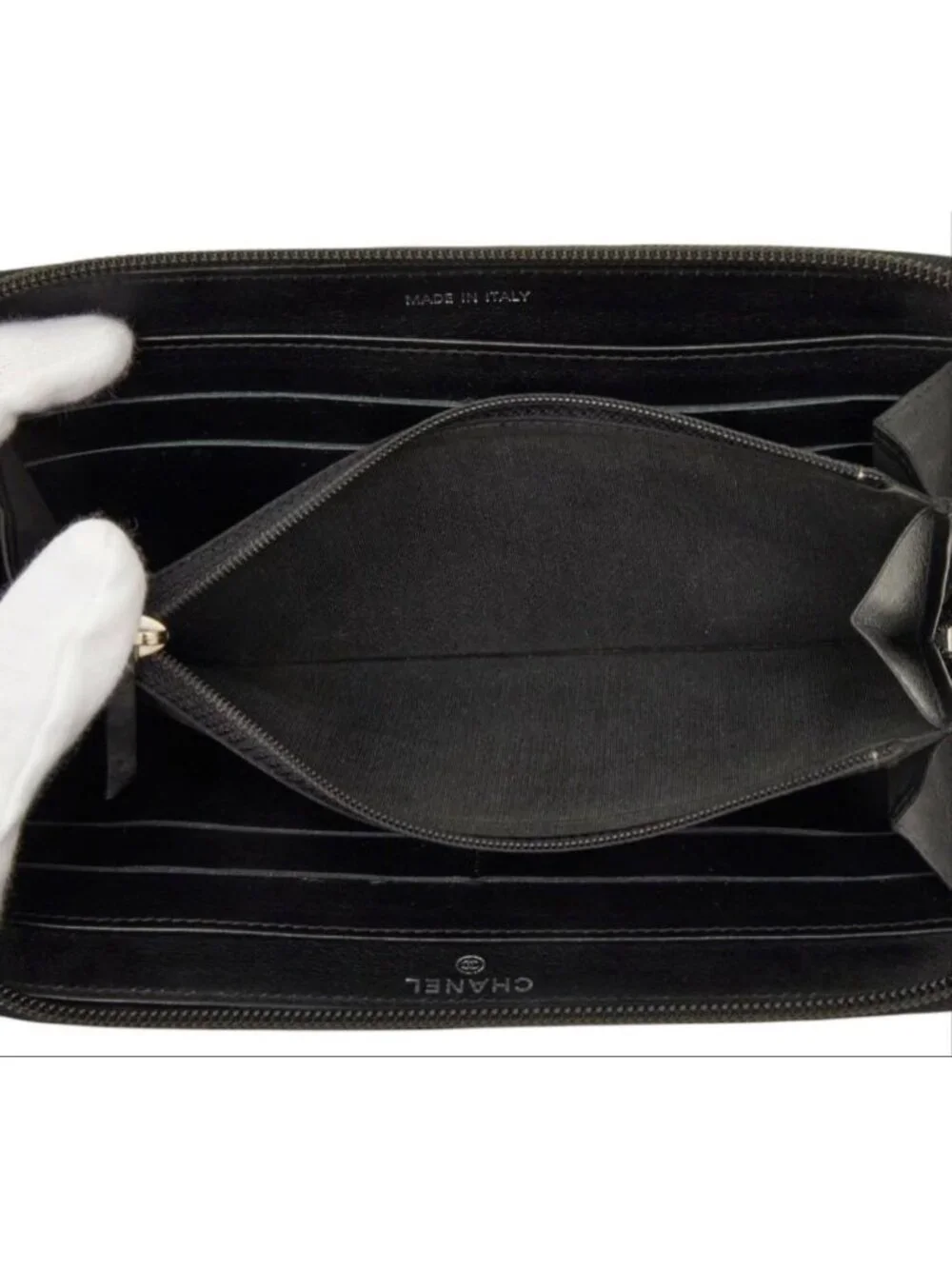 Chanel CC Logo Zip Around Wallet Black